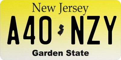 NJ license plate A40NZY