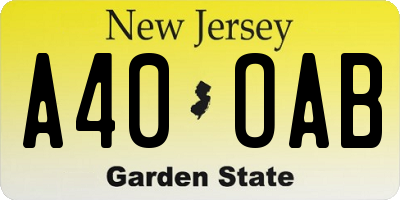 NJ license plate A40OAB