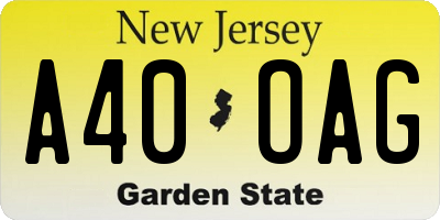 NJ license plate A40OAG