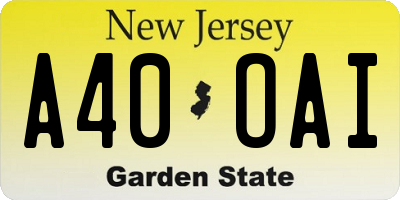 NJ license plate A40OAI