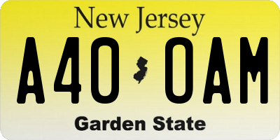 NJ license plate A40OAM