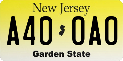 NJ license plate A40OAO