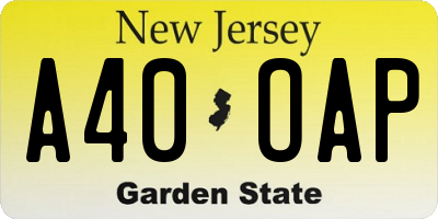 NJ license plate A40OAP