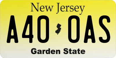 NJ license plate A40OAS