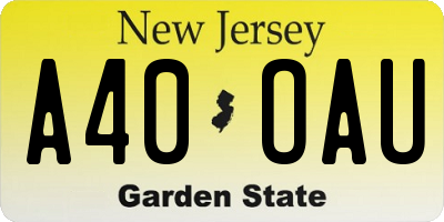 NJ license plate A40OAU