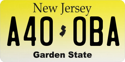 NJ license plate A40OBA