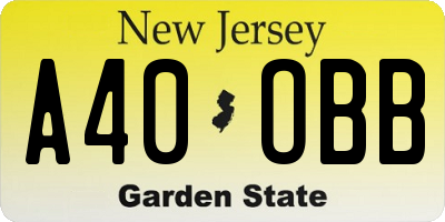 NJ license plate A40OBB