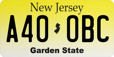 NJ license plate A40OBC