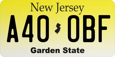 NJ license plate A40OBF