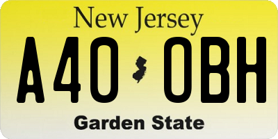 NJ license plate A40OBH