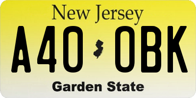 NJ license plate A40OBK