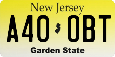 NJ license plate A40OBT