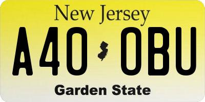 NJ license plate A40OBU