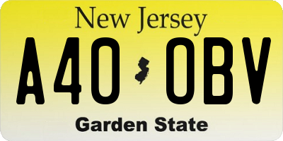 NJ license plate A40OBV