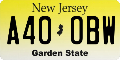 NJ license plate A40OBW