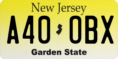 NJ license plate A40OBX