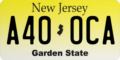 NJ license plate A40OCA