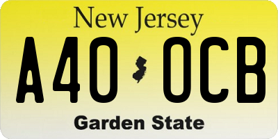NJ license plate A40OCB