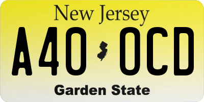 NJ license plate A40OCD