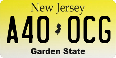 NJ license plate A40OCG