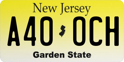 NJ license plate A40OCH