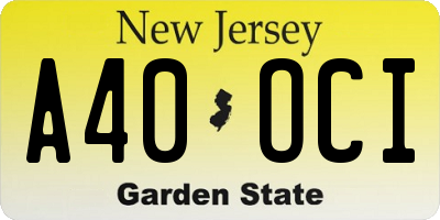 NJ license plate A40OCI