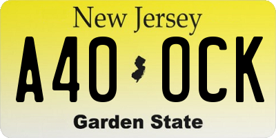 NJ license plate A40OCK