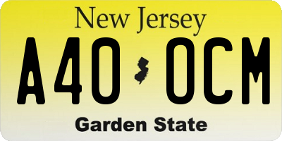 NJ license plate A40OCM