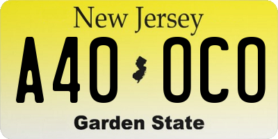 NJ license plate A40OCO
