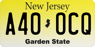 NJ license plate A40OCQ