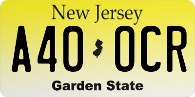 NJ license plate A40OCR
