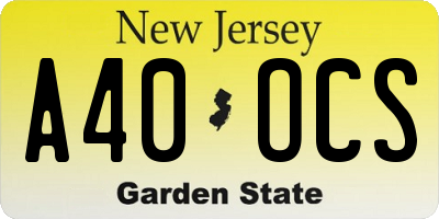 NJ license plate A40OCS