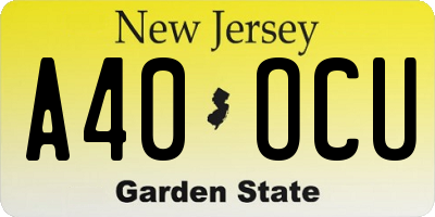 NJ license plate A40OCU