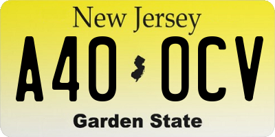NJ license plate A40OCV
