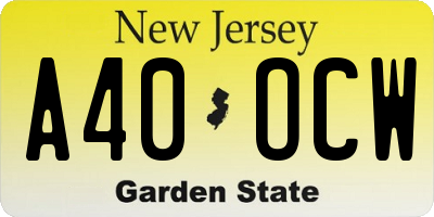 NJ license plate A40OCW