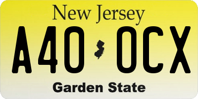 NJ license plate A40OCX