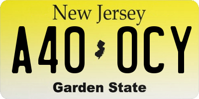 NJ license plate A40OCY