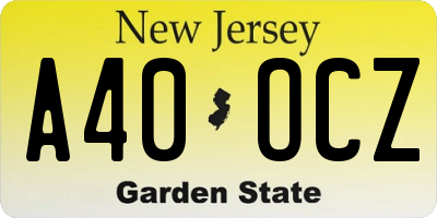 NJ license plate A40OCZ