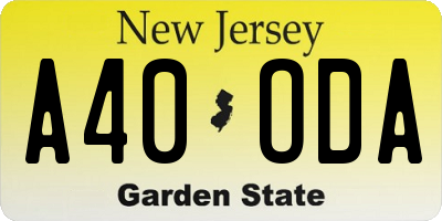 NJ license plate A40ODA