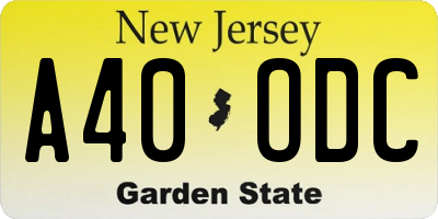 NJ license plate A40ODC