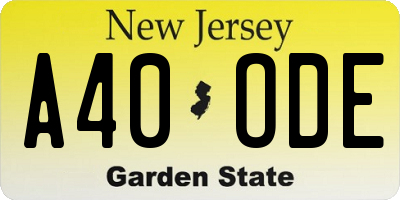 NJ license plate A40ODE