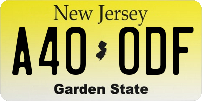 NJ license plate A40ODF
