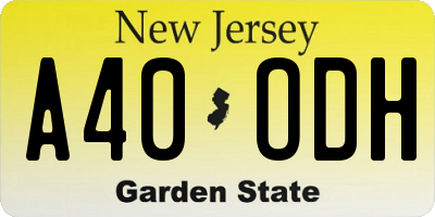 NJ license plate A40ODH