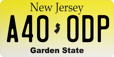 NJ license plate A40ODP