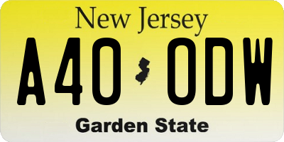 NJ license plate A40ODW