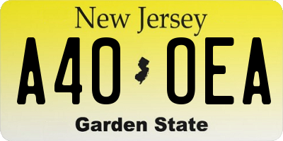 NJ license plate A40OEA