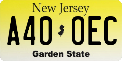 NJ license plate A40OEC