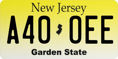 NJ license plate A40OEE