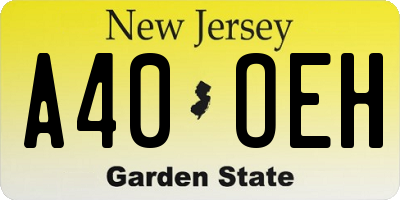 NJ license plate A40OEH