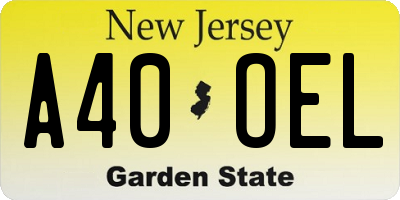 NJ license plate A40OEL